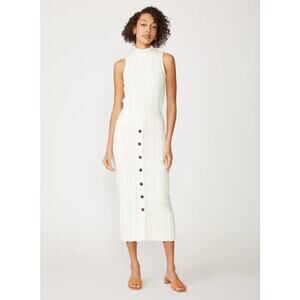 Stateside Cotton Knit Box Pleat Mock Neck Top Midi Skirt Set Artichoke Size S